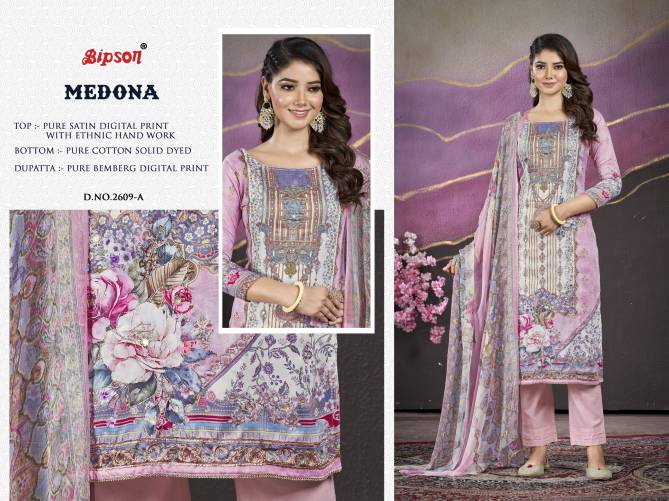 Medona 2609 By Bipson Pure Satin Digital Printed Dress Material Wholesale Shop In Surat